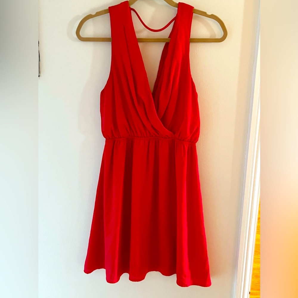Coral double V dress